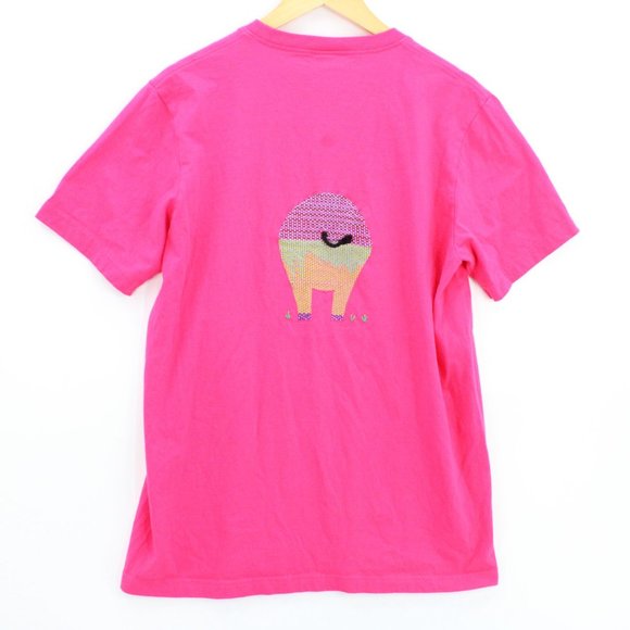 Vintage No Problem T-Shirt Men's Pink Short Sleeve Elephant Embroidered Logo L - Picture 7 of 9
